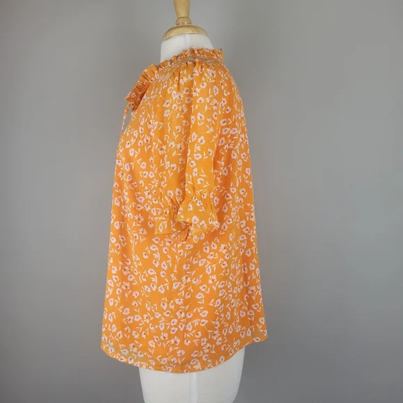 J Crew Floral Ruffle Sleeve Top sz XL - Picture 3 of 6